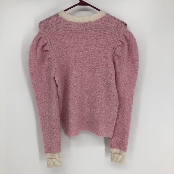 Autumn Cashmere Pink Cashmere Merino Puff Sleeve Crew Sweater Dual tone size S - Picture 4 of 12